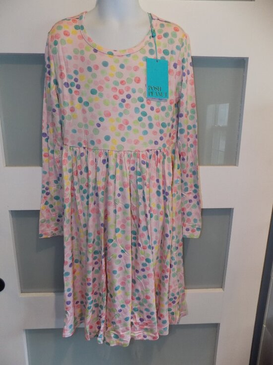 Posh Peanut Other - Posh Peanut Estelle LS Multicolor Polka Dot Print Twirl Dress Size 10 Girl's